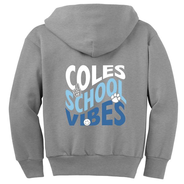 Coles Elementary Youth "Coles Vibes" Full-Zip Hooded Sweatshirt
