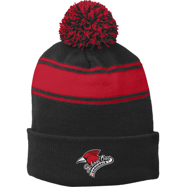 School One Elementary Stripe Pom Pom Beanie